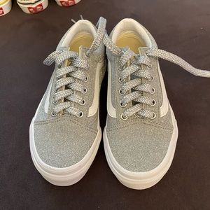 Silver glitter vans